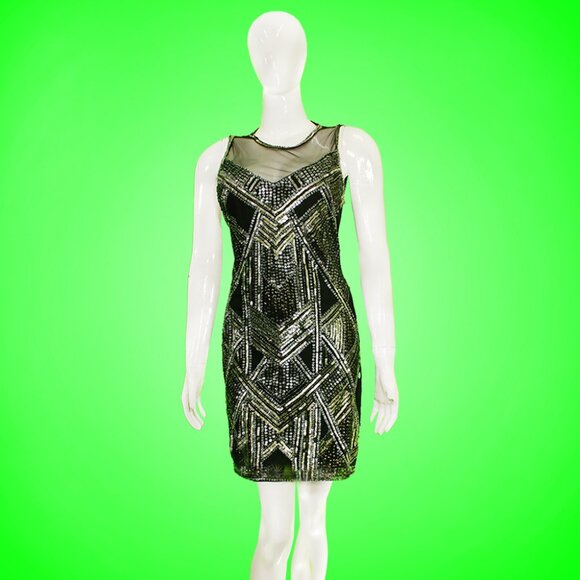 Chic 1920s Beaded Flapper Dress Vintage - Picture 1 of 4